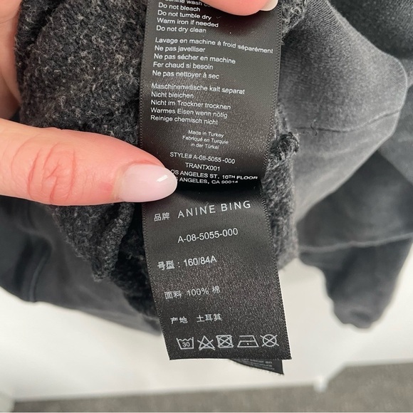 Anine Bing Ramona Stardust Sweatshirt Washed Black Size Small - Picture 7 of 10